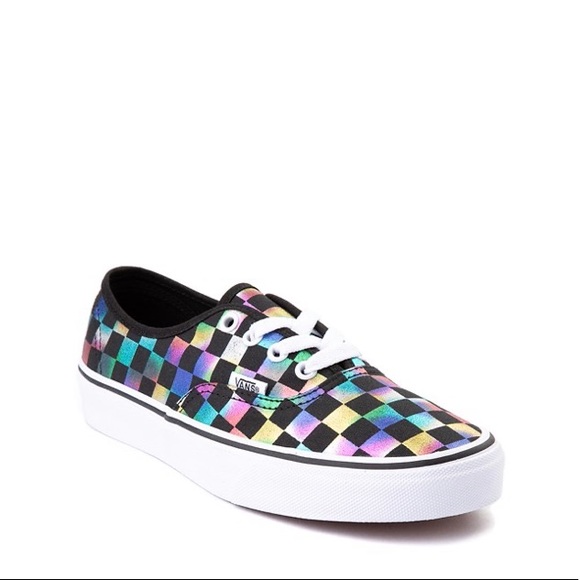 iridescent checkered vans womens